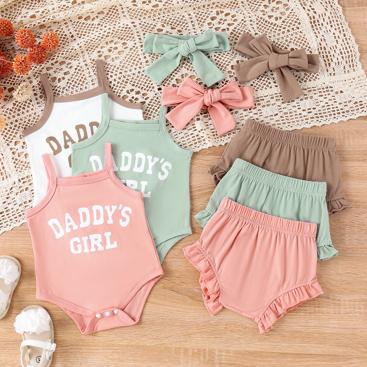 Girls' Letter Camisole Shorts Suit Summer