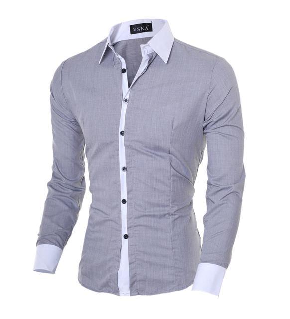 Mens Casual Long Sleeve Slim Fit Shirts