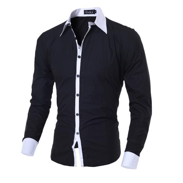 Mens Casual Long Sleeve Slim Fit Shirts