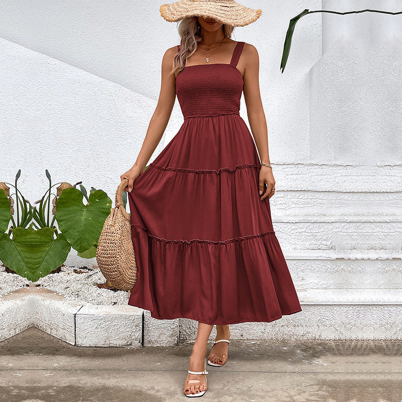 Women's Solid Color Sling Summer Dress