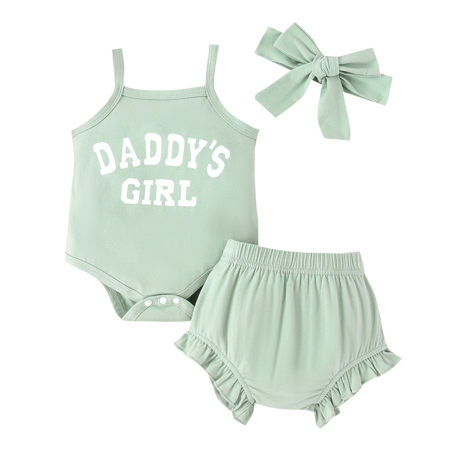 Girls' Letter Camisole Shorts Suit Summer