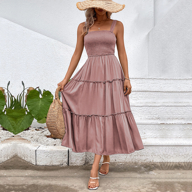 Women's Solid Color Sling Summer Dress