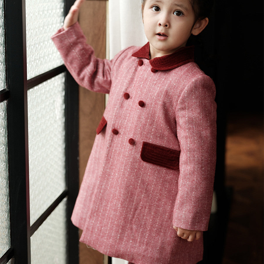 Girls' Mid-length Woolen Coat Autumn And Winter New Advanced Kids' Overcoat Wool Thick Trench Coat