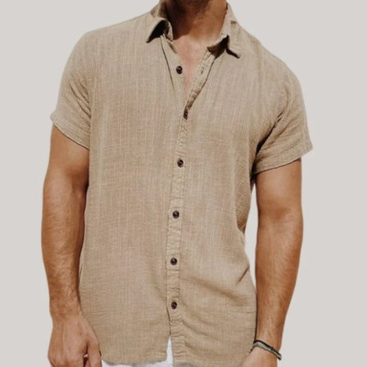 Striped Digital Printing Men's Short Sleeved Shirt
