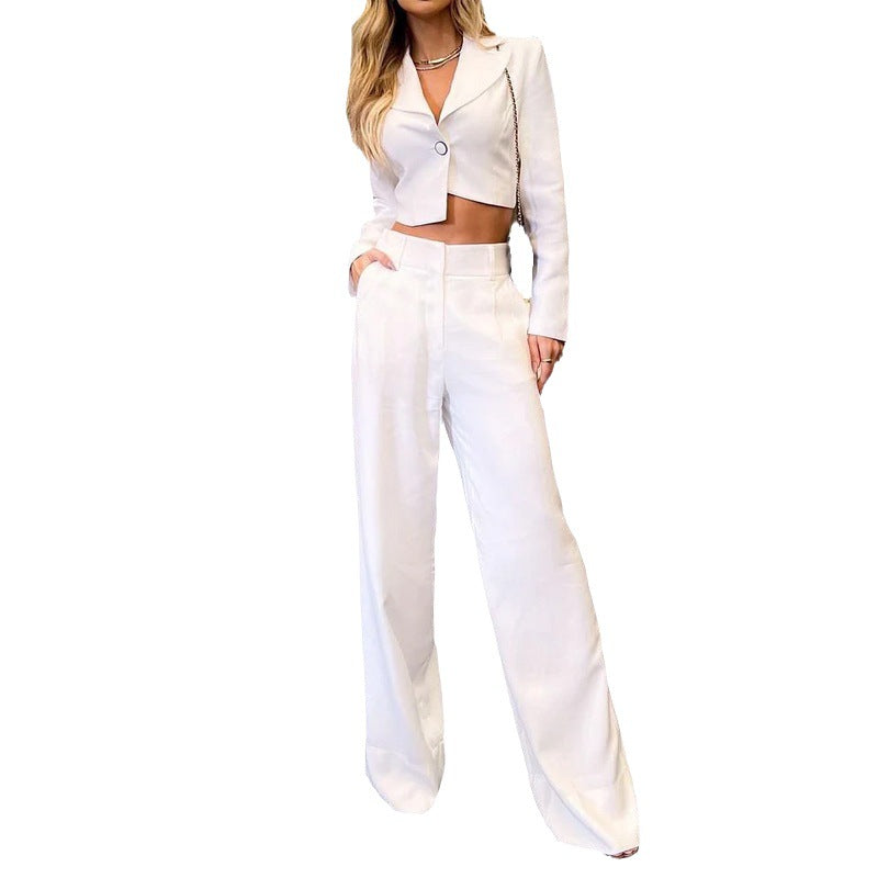 Women's  Asymmetric Long Pure White Trousers