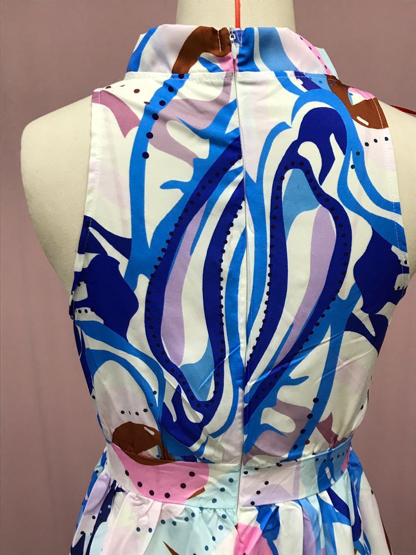 Women's French Dress Chiffon Strap Type Blue