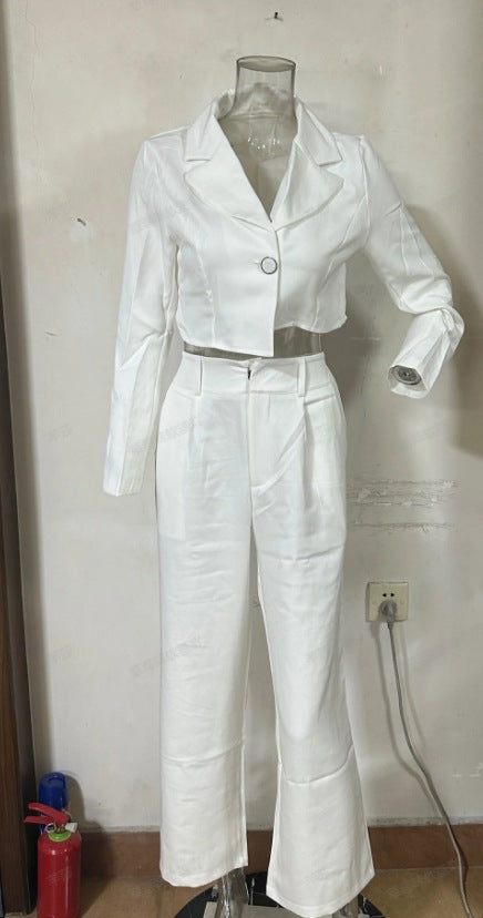Women's  Asymmetric Long Pure White Trousers